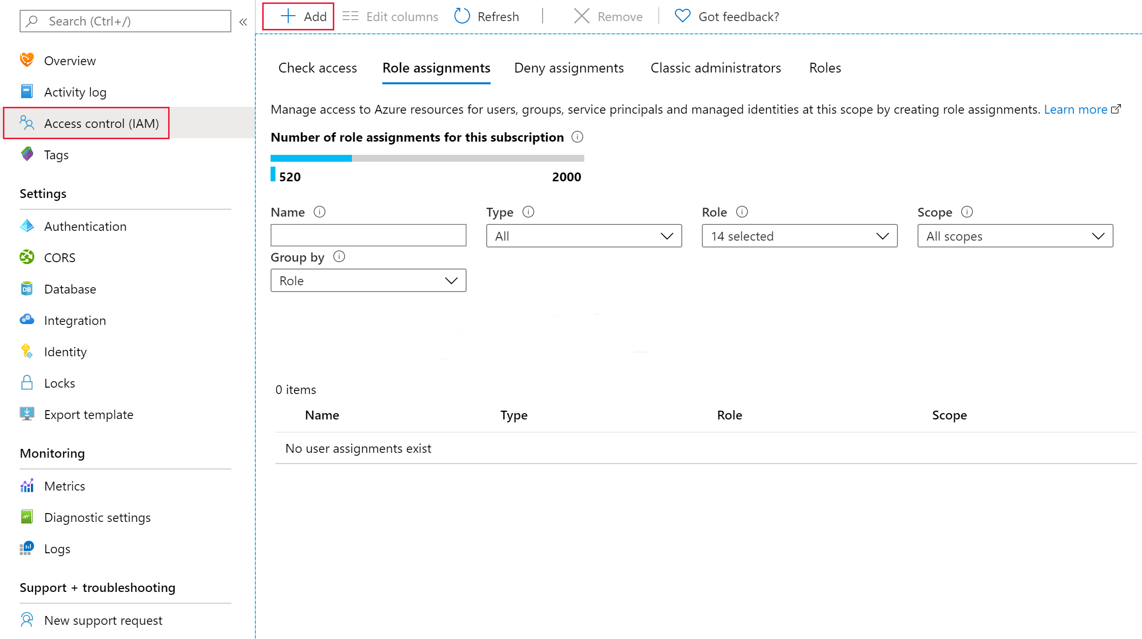 Azure rol ataması ekleme