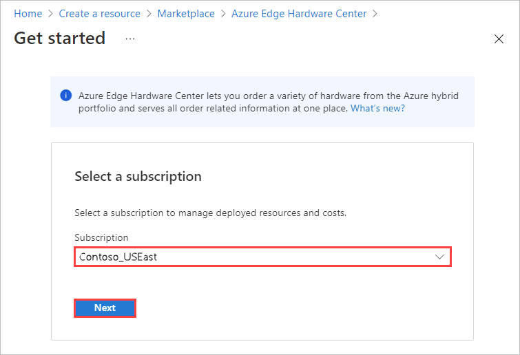 Azure Edge Donanım Merkezi siparişi için 