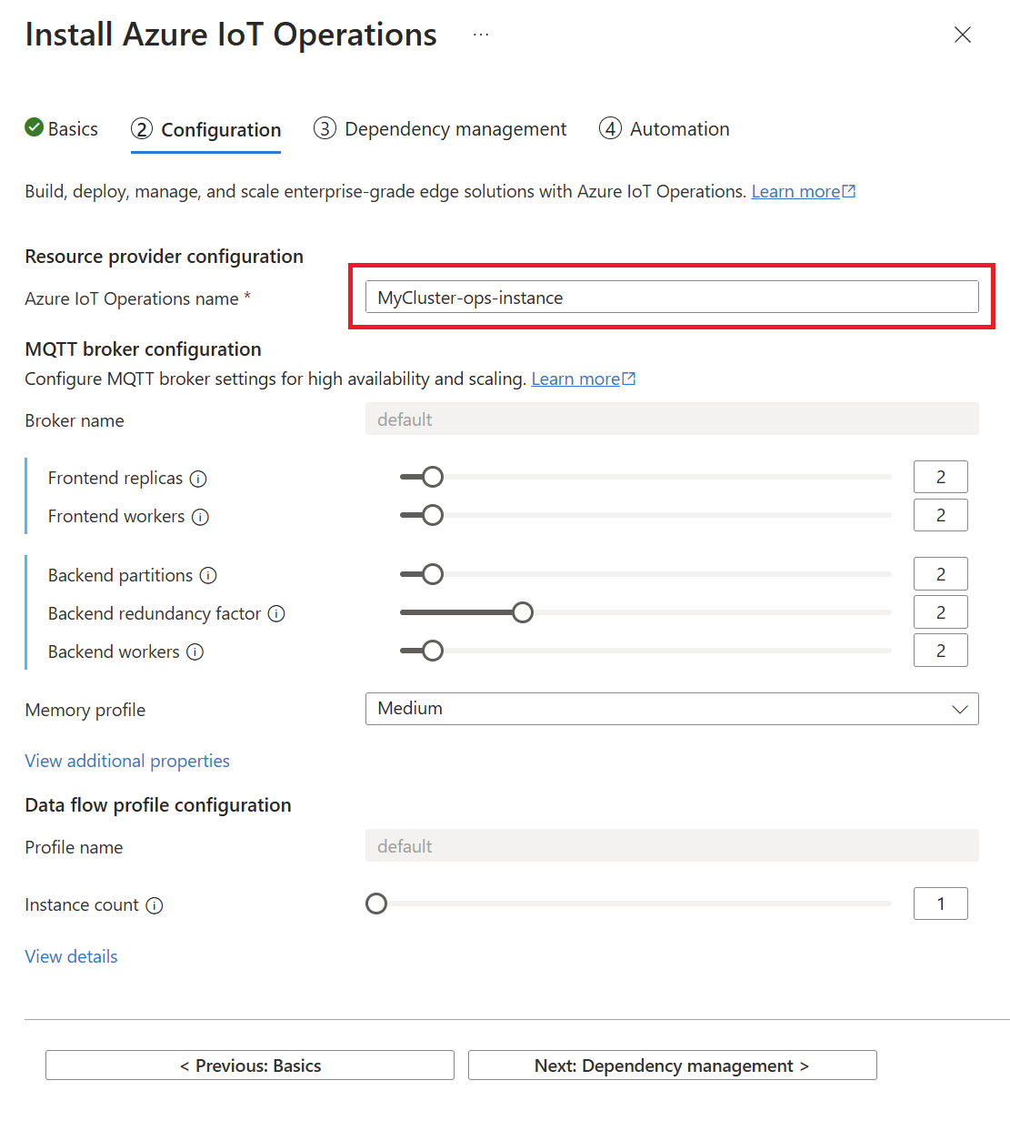 Portaldan Azure IoT İşlemlerini dağıtmaya yönelik ikinci sekmeyi gösteren ekran görüntüsü.