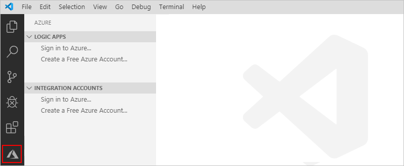 Visual Studio Code araç çubuğunda Azure simgesini seçme