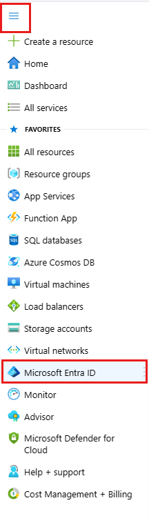 Menüden Microsoft Entra Id öğesini seçin.