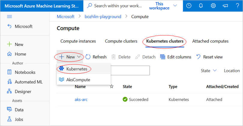 Çalışma alanınızda kullanılabilir hale getirmek için Kubernetes kümesi ayarlarının ekran görüntüsü.