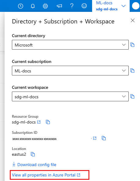 Azure portalında tüm özellikleri görüntüle'ye erişebileceğiniz yeri gösteren ekran görüntüsü.