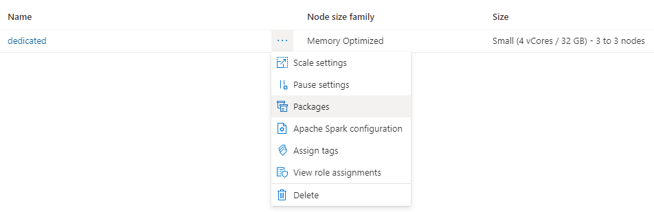 Azure Synapse Analytics'te mlflow paketlerini yükleme