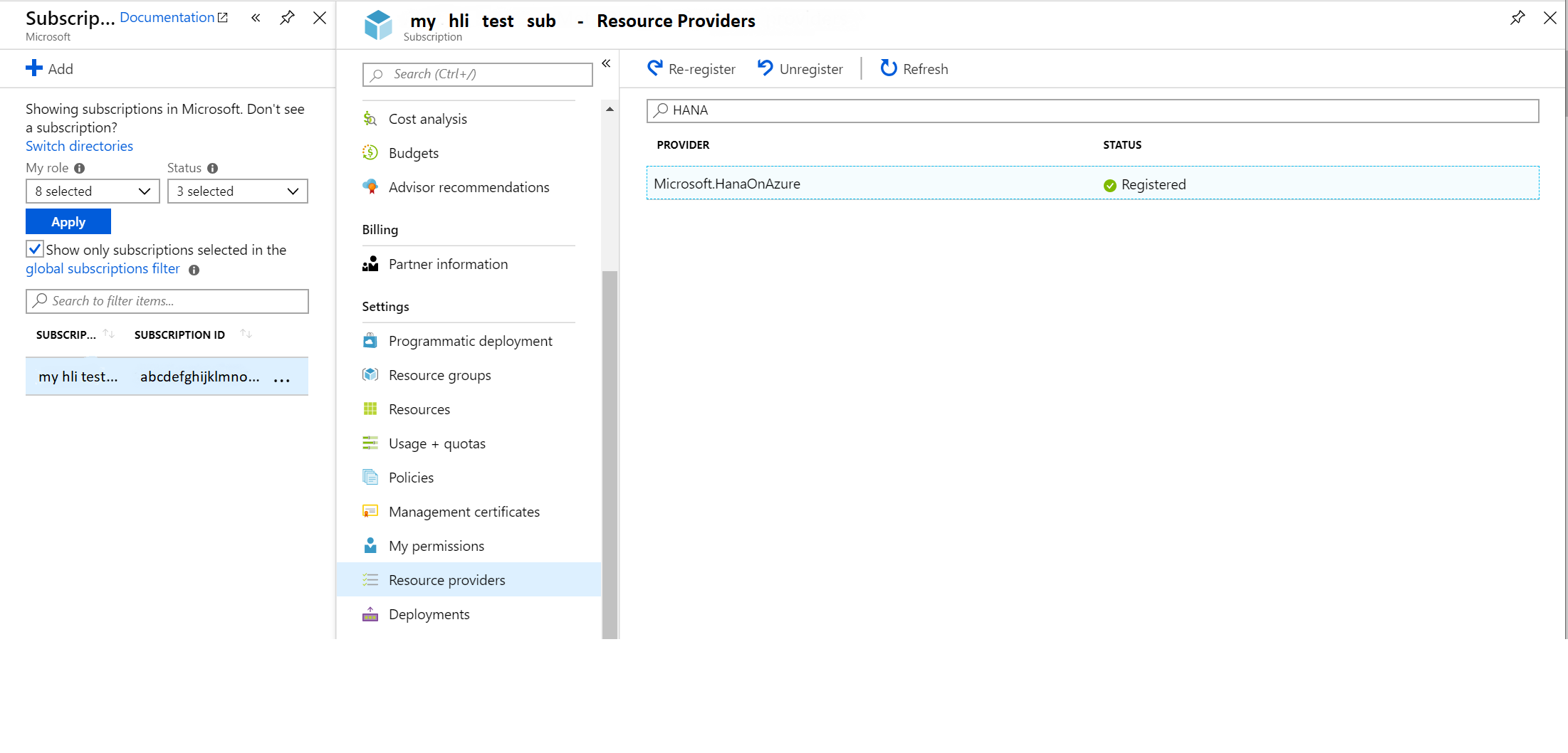 Azure portalı aracılığıyla HLI RP'ye kaydolma