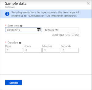 Azure Stream Analytics gelen örnek olaylar için zaman aralığını ayarlama