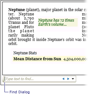 Ekran görüntüsü: FlowDocumentPageViewer İletişim Kutusunu Bul