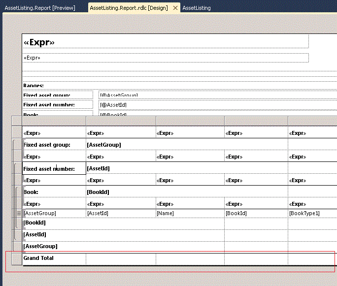 Asset listing group total design