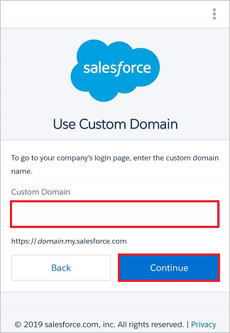 Salesforce mobil uygulaması Özel Etki Alanı