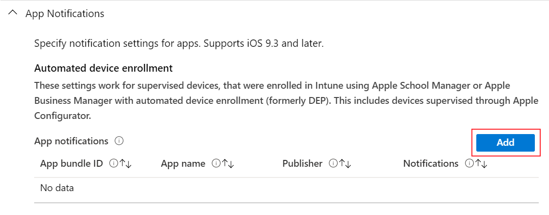 Microsoft Intune'da iOS/iPadOS cihaz özellikleri yapılandırma profiline uygulama bildirimi ekleme