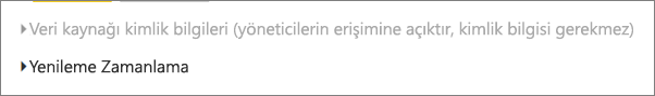 Veri kaynağı kimlik bilgilerinin gri gösterildiği Power BI hizmeti şirket içi veri ağ geçidi sekmesinin ekran görüntüsü.