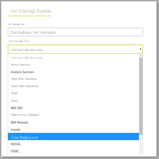 Screenshot that shows the Data Source list on the Settings page.