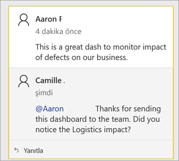 Screenshot showing a comment from Lee and a colleague’s response.