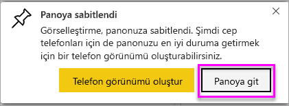 Panoya git'i vurgulayan başarılı iletisinin ekran görüntüsü.