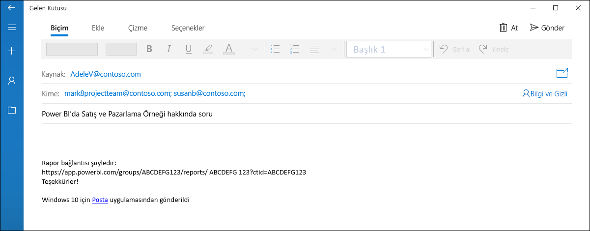 Screenshot of an Inbox with sample contact information.