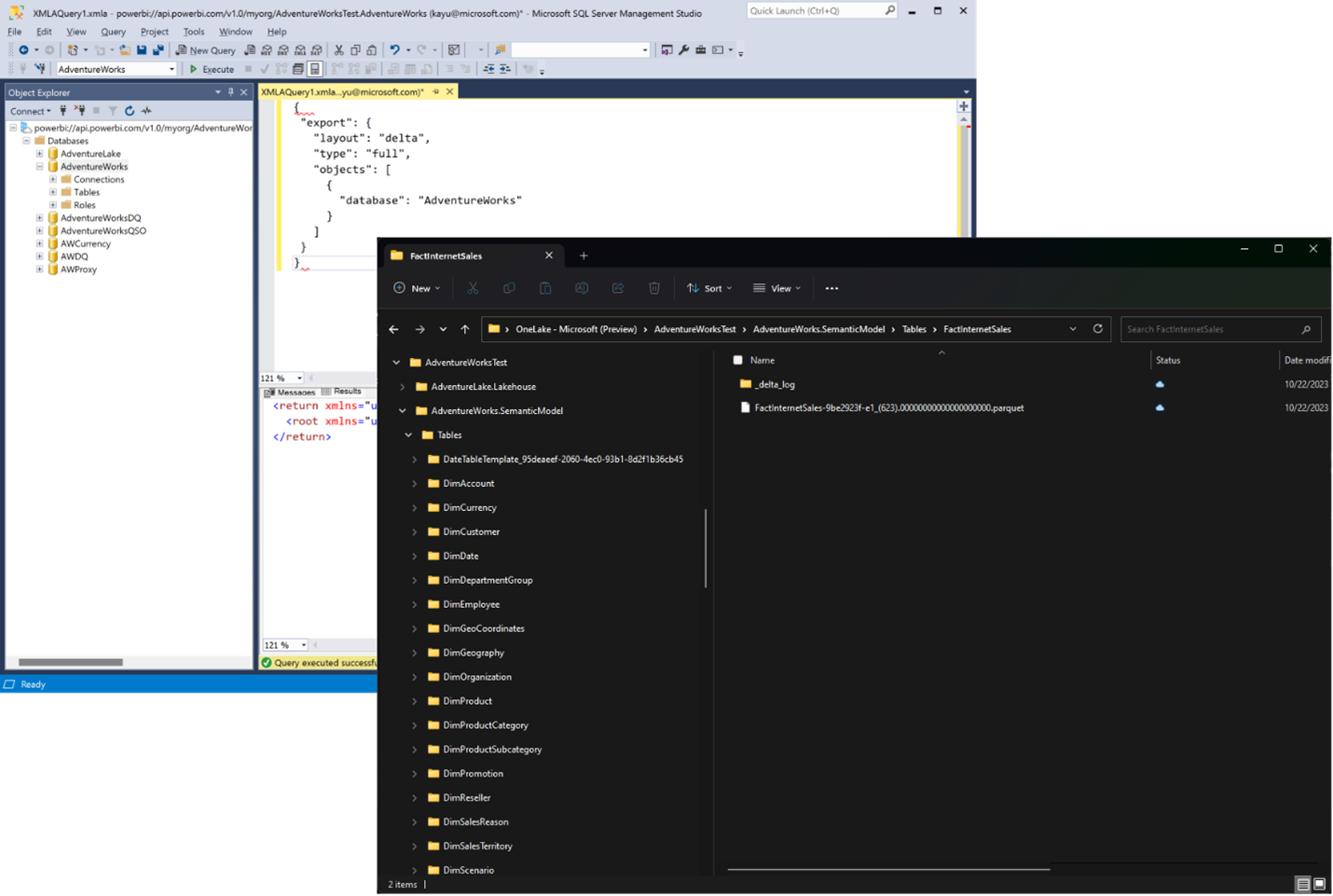 TMSL export command in SSMS.