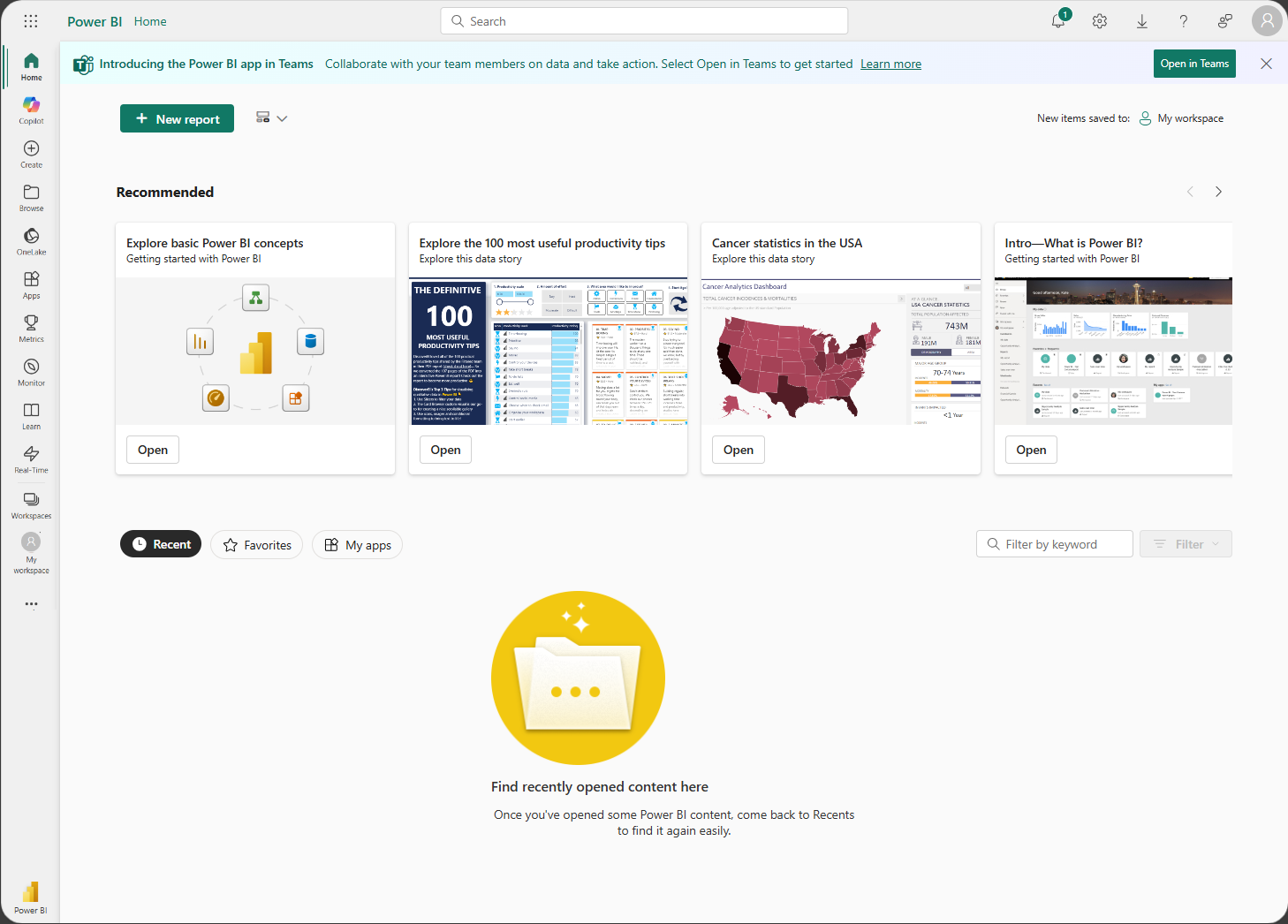 Power BI Giriş ekranınızın ekran görüntüsü.