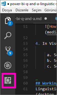 Screenshot of the left menu in Visual Studio Code with the Extensions icon highlighted.