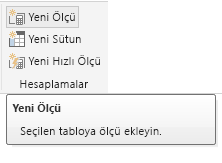 Şeritteki yeni ölçünün ekran görüntüsü.