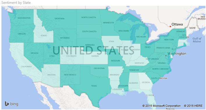 Screenshot of a filled map of the United States.