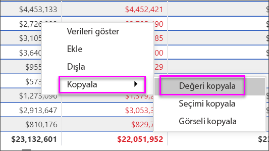 Screenshot that shows how to copy a cell value to use in other applications.