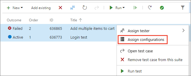 Overriding the default configuration assigned to a test case