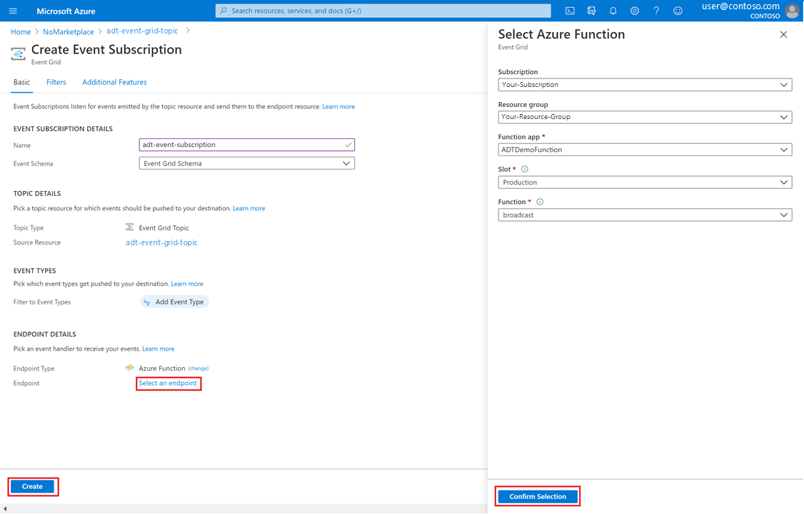 Azure portalında olay aboneliği oluşturma formunun ekran görüntüsü.