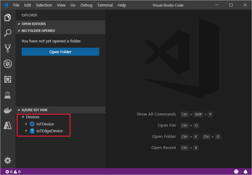 IoT hub'ınızdaki tüm IoT Edge cihazlarını görüntülemek için VS Code kullanma