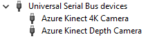 Windows cihaz yöneticisinde Azure Kinect kameraları