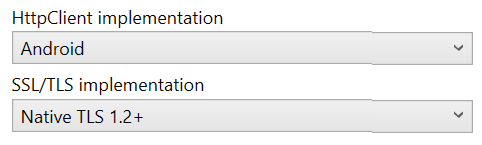 Android cihazlar için Visual Studio'da HttpClient ve TLS'yi yapılandırın.