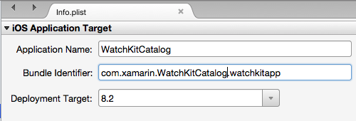 The watch Info.plist file