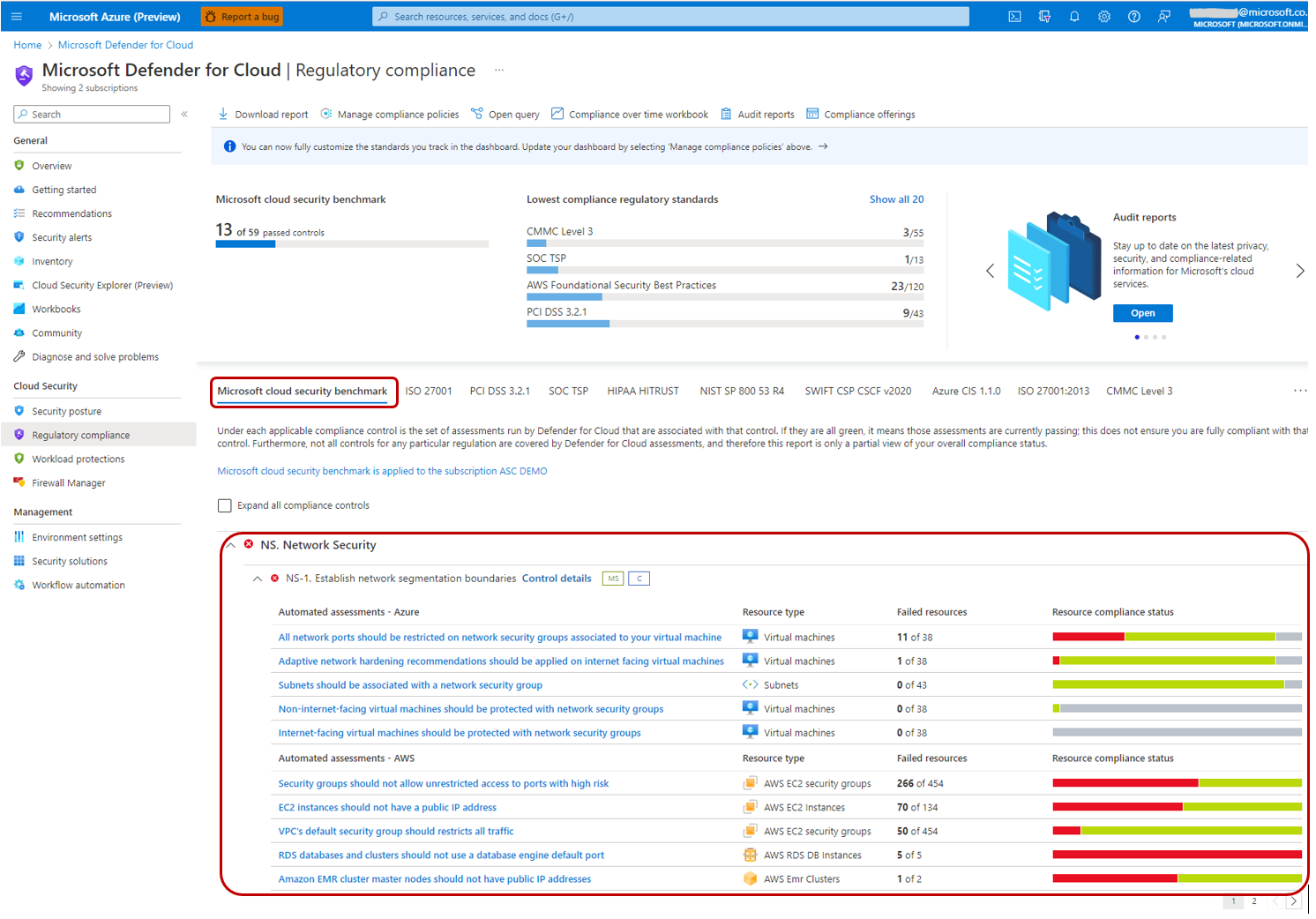 Bulut için Microsoft Defender MSCB tümleştirmesinin ekran görüntüsü