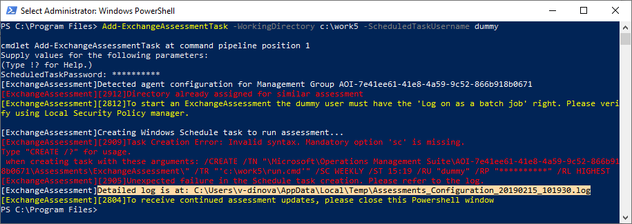 Dosya konumunu görüntüleyen PowerShell Windows.