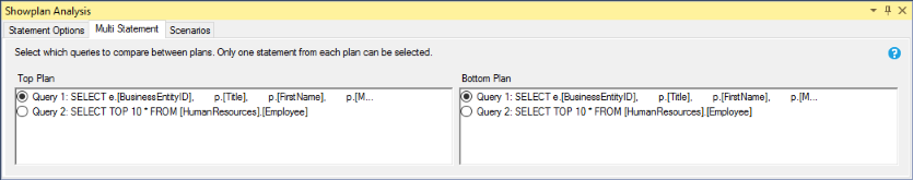 Multiple statements in compared plan