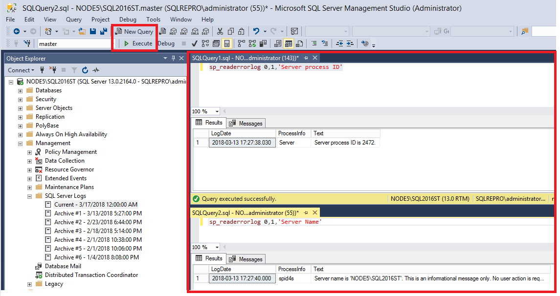 Query the error log