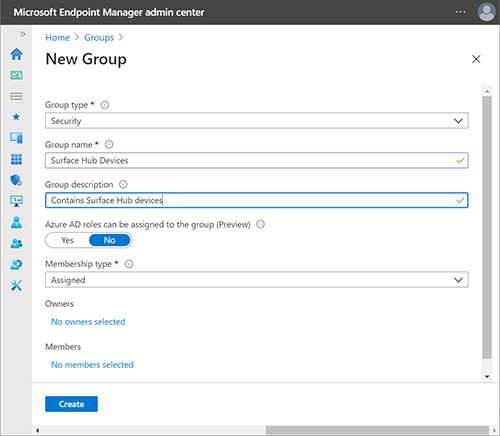 Create security group for Hub devices.