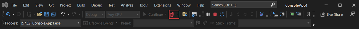 Visual Studio 2022'deki Çalışırken Yeniden Yükleme ekran görüntüsü.