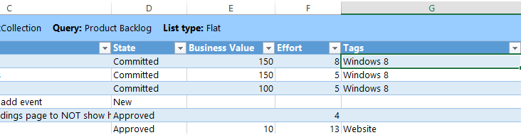 Excel'de etiketleri kullanarak iş öğelerini sorgulama