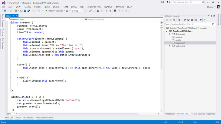 Visual Studio'da TypeScript 1.0 (RTM)