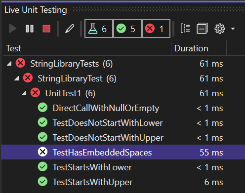 Başarısız bir testi bildiren Canlı Test Gezgini