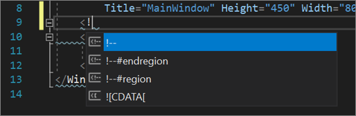 XAML kod düzenleyicisi açıklama ekle iletişim kutusuna sağ tıklayın