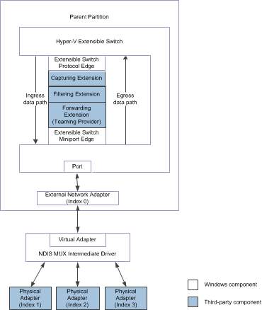 data path for packet traffic to or from the vswitch team that is bound to the external network adapter for ndis 6.30.