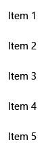 Screenshot of a simple list view displaying a vertical list of items.