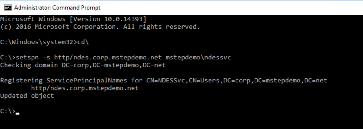 Set SPN command prompt.