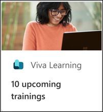 Viva Learning 卡通知用户即将进行所需培训的屏幕截图。