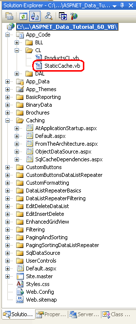 在 CL 文件夹中创建 StaticCache.vb 类