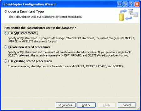 指定要使用临时 SQL 语句检索的数据