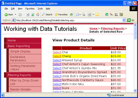 使用 GridView 的 SelectedRowStyle 属性自定义所选行的外观