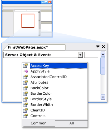 代码视图中的 IntelliSense 代码视图中