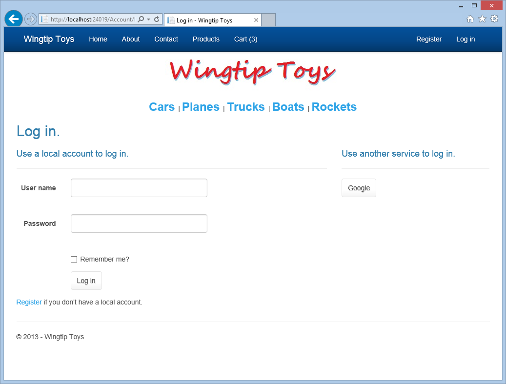 Wingtip Toys - 登录